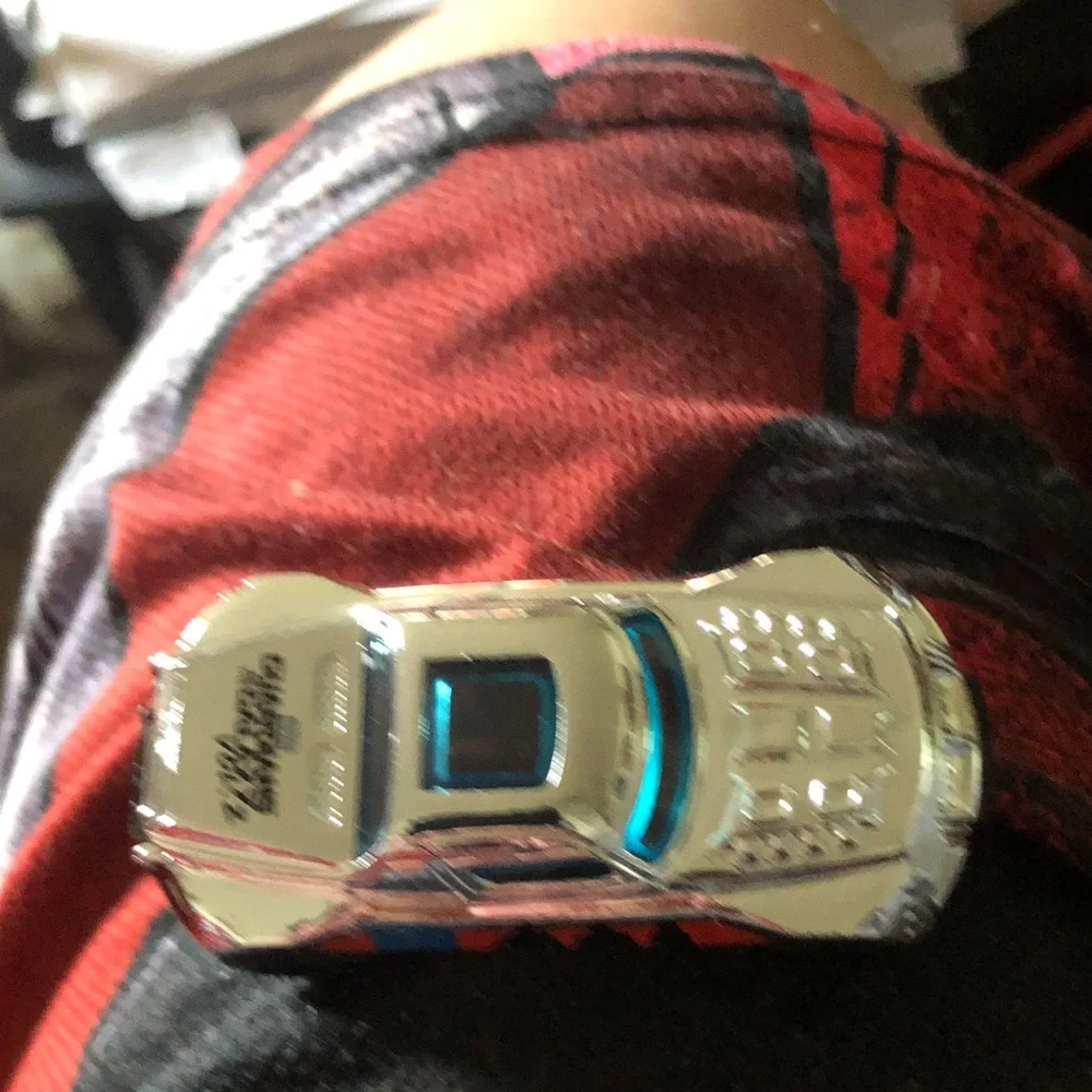 Silver Die-Cast Toy Car with Blue Accents
